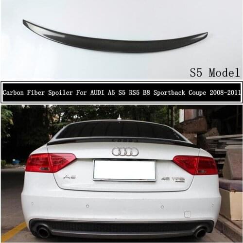 Carbon Fiber Spoiler For AUDI A5 S5 RS5 B8 Sportback Coupe 2008 2009 2010 2011 Wing Lip Spoilers High Quality Car Accessories