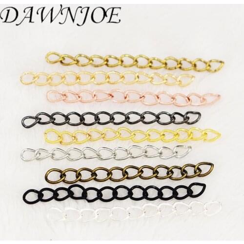 100pcs/lot 50mm 70mm Necklace Extension Chain Bulk Bracelet Extended Chains Tail Extender DIY Jewelry Making Findings