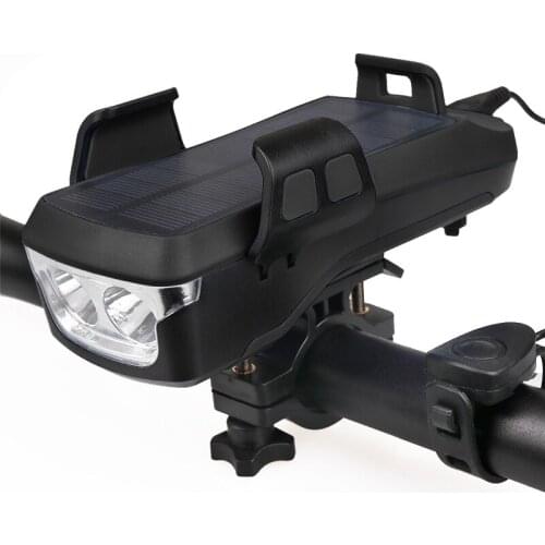 Bicycle Phone Holder For iPhone 11 Pro X 8 Samsung Bike Light Lamp Cellphone Stand 4000mah Solar Charge Power Bank Phone Mount