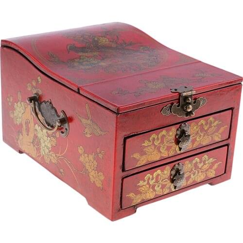 Vintage Wooden Dresser 2 Drawer 1 Mirror For Jewelry Storage Case Box