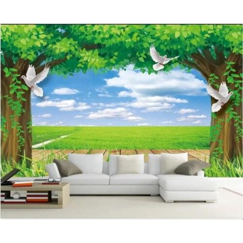 WDBH Custom photo 3d wallpaper Beautiful green forest tv background living room decor 3d wall murals wallpaper for walls 3 d