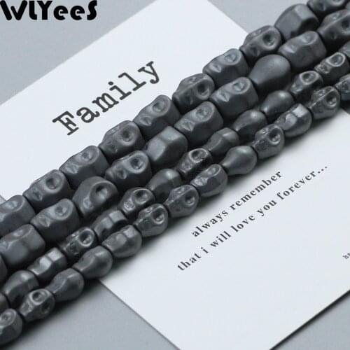 WLYeeS Matte Black Skull Beads Natural Hematite Stone 6 8mm Special-shaped Loose Spacer Beads for DIY Jewelry Bracelet Making