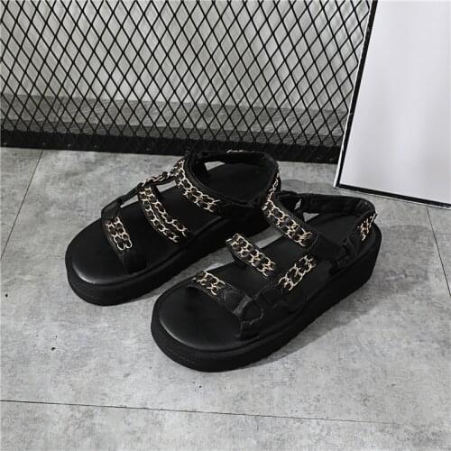 Platform Sandals Leisure Female Shoes Chain Decor Sport Sandalias Mujer 2020 Hook & Loop Summer Shoes Women Cozy Gladiator Shoes