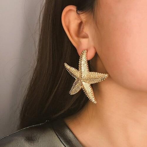 JOUVAL New Starfish Shaped Ethnic Women Drop Earrings Elegant Alloy Stars Boho Style Statement Dangle Eardrop Brincos Bijioux