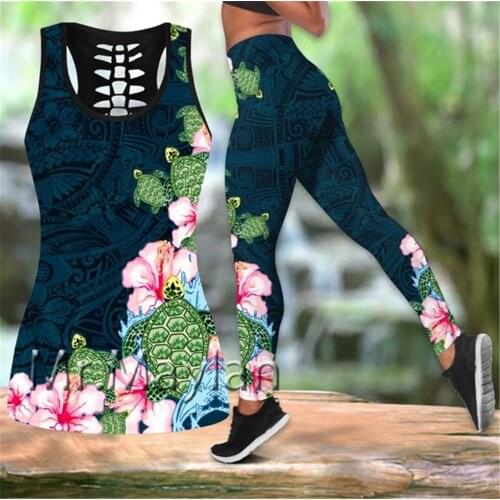 3D Printed Sea Turtle Flowers Hollow Tanktop Women Sexy Vest Girls Fashion Tank tops Clothes ropa mujer Oversized Drop ship J-22