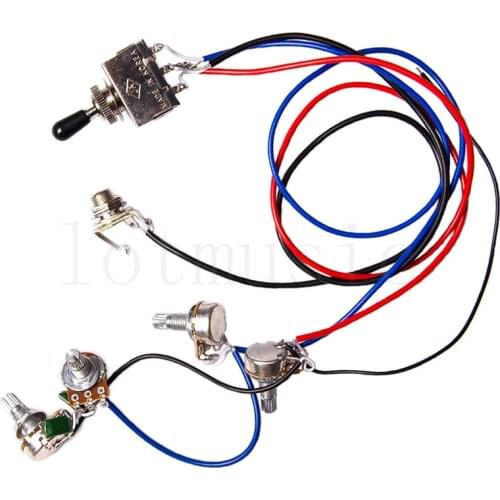 Wiring Harness 2V2T 3Way Box Toggle Switch jack 4-500K For guitar parts high quality