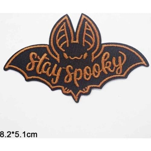 Animal Bat Stay Spooky Hollaween Scary Iron On Embroidered Clothes Patches For Clothing Stickers Garment Wholesale