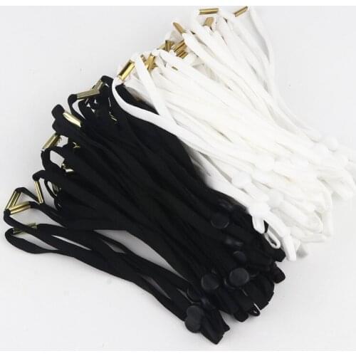 100Pcs Black White Elastic Cord for Mask Adjust Band Cord Home Sewing Mask Accessories Buckle DIY Making Earmuff Hanging Strings