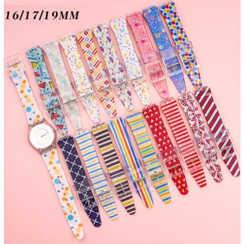 16mm 17mm 19mm Silicone Watch Band for Swatch Strap Men Women Colorful Printed Rubber Wrist Bracelet Watchband Accessories