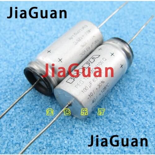 2PCS NEW RIFA PEG124 63V100UF 13x28MM HiFi Audio axial electrolytic capacitor PEG 124 100uF/63V Filter amplifier 63V 100uF