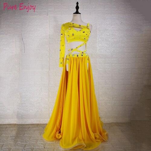 2020 New Performance Dancewear Bellydance Clothes Outfit bra Split Skirt Professional Women Egyptian Belly Dance Costume Set