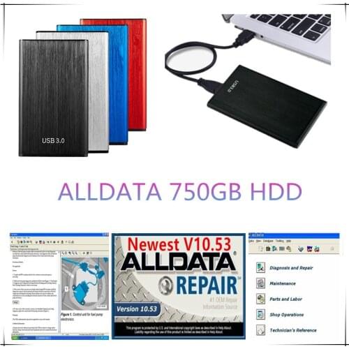 2021 Hot AllData Auto Repair Software All data 10.53 for Cars and Trucks in 750gb HDD usb 3.0 Technical Support via Teamviewer