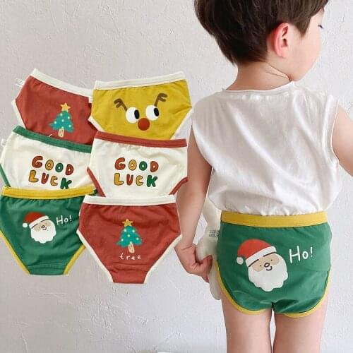 3Pcs/lot Kids Christmas Underwear Cotton Panties Shorts Toddler Girls Boys Baby Cartoons Short Briefs Children Cute Underpants