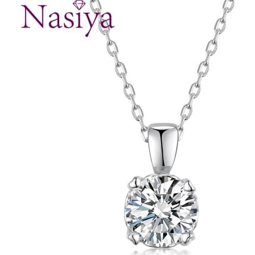 6.5mm EF Round 18K White Gold Plated 925 Silver Moissanite Necklace Diamond Test Passed Jewelry Christmas Gift