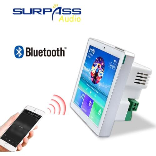 Smart Home Audio System Music Player 2,4 Channel 4inch Mini Touch Screen Wireless Bluetooth In Wall Amplifier with FM Radio,USB