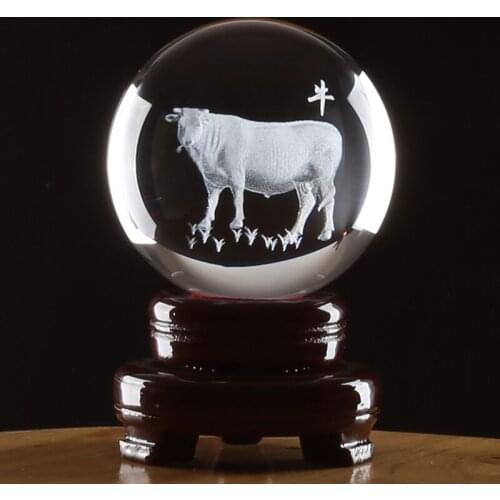 Asia India Sacred Spiritual bless Bos frontalis 3D Crystal Dragon multipurpose FENG SHUI talisman Carving statue+ wood base