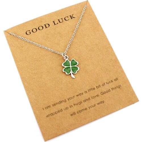 Lucky Four Leaf Clover Mermaid Unicorn Pendants Necklaces Women Men Girl Unisex Fashion Jewelry Party Birthday Beach Ocean Gift