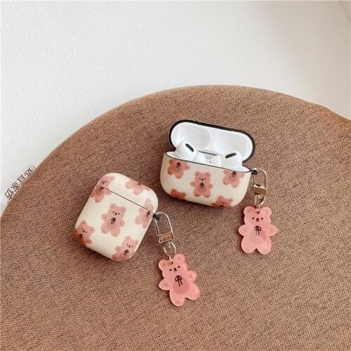 For AirPods pro Case Cute Cartoon Bear Pattern Earphone Cases For Apple Airpods 1 2 3 ins Style Protect Cover keychain