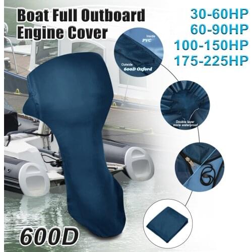 X Autohaux 30-225HP Boat Full Motor Cover Waterproof 600D Oxford Cloth PVC Outboard Engine Protector