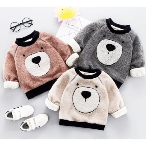 Baby Sweater Girl Boy Autumn Winter Wear Warm Cartoon Sweaters Children Thick Casual Velvet Costume Kids Clothes Suit