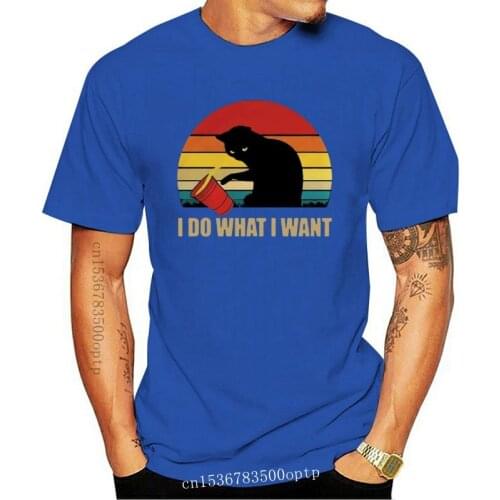 Cats Lovers I Do What I Want Vintage MenS Cotton T-Shirt Funny Gifts 2020 Brand New Mens Fashion Man Cotton Clothing O Neck Tee