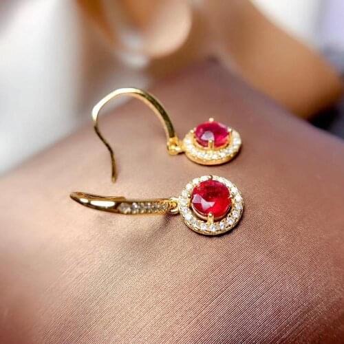 Good Valentine Gift Ruby Earring 925 Sterling Silver Fahshion Natural and Real Ruby Earring