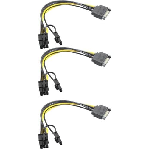 15Pin SATA Male to 8Pin(6+2) PCI-E Power Supply Cable SATA Cable 15-Pin to 8 Pin Cable 18AWG Wire for Graphic Card