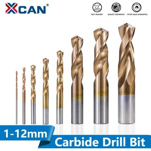 XCAN 1pc Tungsten Carbide Drill Bit 1.0-12mm TiCN Coated Metalworking Monolithic Drill For CNC Lathe Machine Twist Drill Bit