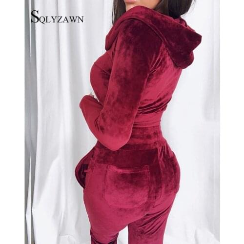 Spring Autumn Women Trousers Sets Sportswear Warm Velvet Tracksuit Hoodie 2pcs Solid Sweatshirt Pant Sweat Suits Casual Fitting