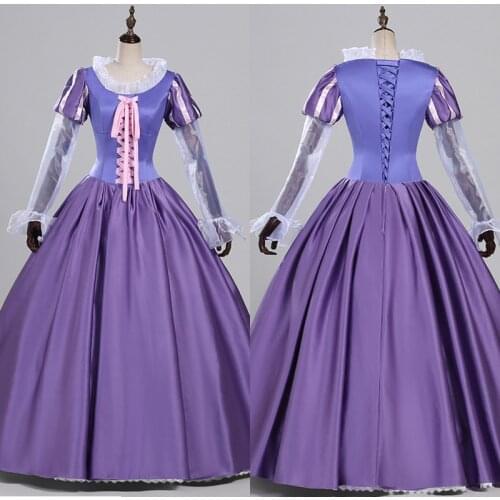 Movie Rapunzel Cosplay Costume Adult Women Purple Princess Dress Fancy Carnival Christmas Fashion Ball Gown
