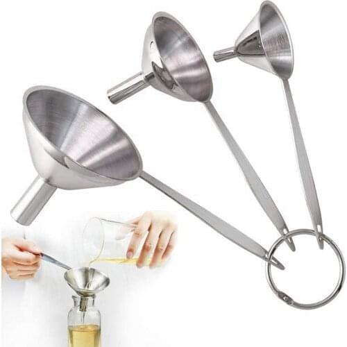 Metal Funnels for Filling Bottles Stainless Steel Kitchen Funnel Set for Transferring Oils Liquid Fluid Spice Dry Ingredients