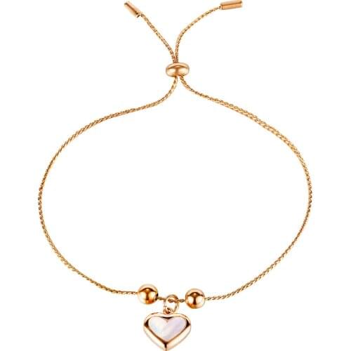 Minimalist Rose Gold Stainless Steel Heart Beads Bracelets For Girls Women Fashion Layered Chains Jewelry Adjustable Bracelets