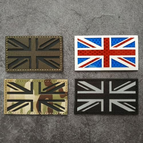 United Kingdom IR Reflective Flag Patch Military Tactical Embroidered PVC Armband Glow In Dark Britain Flags Badges For Clothes