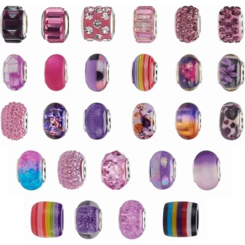 Pandahall 50pcs Large Hole Rondelle Bead Dog Paw Print Pattern Acrylic European Beads for Jewelry Making DIY Mix Color 14x9~10mm