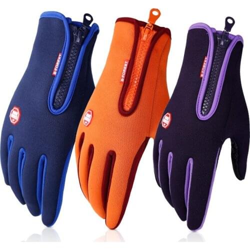 Winter Warm Ski Mens Gloves Women Cycling Touch Screen Waterproof Splash-proof Windproof Fashion Black Gloves Ladies Non-Slip