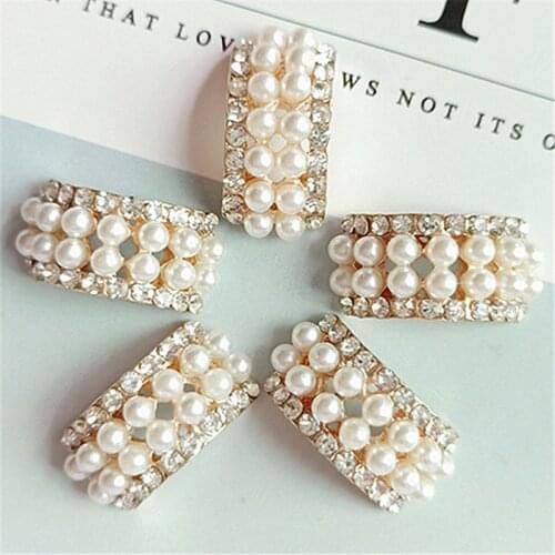 10 Pcs/Lots Pearl Diamond-Shaped Semi-Circular Alloy Accessories DIY Handmade Accessories Wedding Embellishment Jewelry Craft