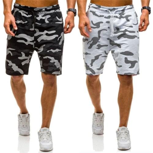 Summer Mens Cargo Shorts Military Camouflage Casual Shorts Drawstring Loose Men Straight Shorts Knee Length Beach Shorts