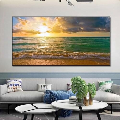 Modern Art Natural Landscape Posters and Prints Sunrise Landscape at Sea Decorative Paintings Wall Art Pictures For Living Room