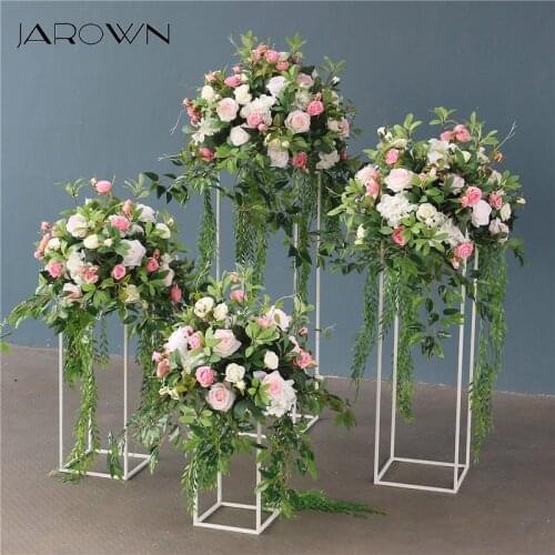 JAROWN Wedding Decoration Flower Ball Add Stand Set 4pcs Centerpiece Decoration Home Garden Party Decorative Flower Arrangement