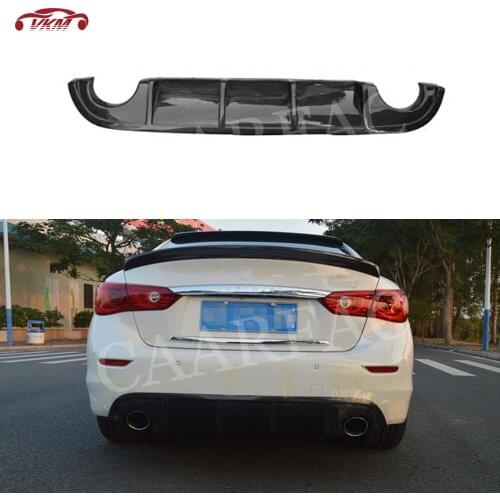 Carbon Fiber / FRP Rear Diffuser Lip Spoiler for Q50 Q50S Sedan 4 Door Standard Sport 2014-2017 add on style Bumper Trim Cover