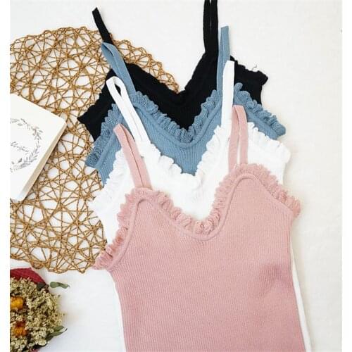 New Spring Big Size Vintage Women Knitted Vest Solid Girl Slim V-neck Tank Summer Outfits Lady Elastic Tanks Bottomings WZ826