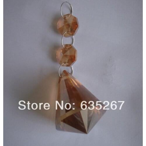 10sets/lot,Free shipping,2pcs 14mm octagon beads + 30mm ball pendant 1pc in golden peach color for crystal chandelier pendants