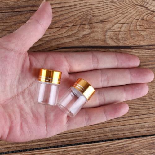 10Pcs 5Ml 22*30Mm Small Glass Bottles Clear Perfume Bottle with Golden Caps Glass Vials Glass Vessels For Wedding Favors