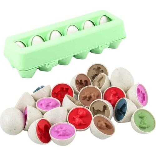 12PCS Dinosaur Matching Game Montessori Toy Shape Recognition Dinosaur Egg Game Sensory Training Educational Learning Toys