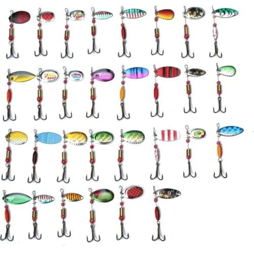 30pcs Metal Fishing Lure Minnow Poper Pike Salmon Bait Bass Trout Fish with Hook
