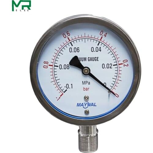 304 stainless steel -0.1-0mpa stainless steel vacuum pressure gauge YBF100 high precision vacuum instrument