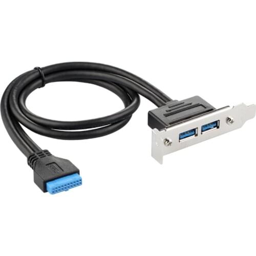 50cm PC Motherboard 20 pin to Dual USB 3.0 Ports Express Cable Motherboard USB3.0 Panel Bracket Extension cable