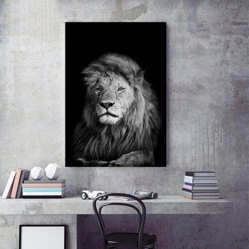 5D Diamond Painting Animal Black White Canvas Wall Art Lion Elephant Deer Zebra Diamond Embroidery Handmade Poster Home Decor