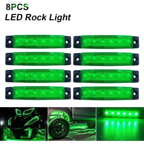 8PCS Car Truck Lights LED Side Marker Lights 6LED Green Warning Light Off-road Truck UTV Boat Trailer Side Marker Wholesale