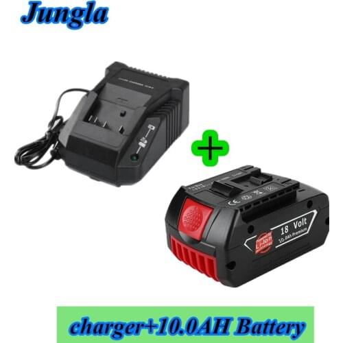 10000mAh 18V Rechargeable For Bosch 18V Battery Backup10.0A Portable Replacement BAT609 Indicator light+3A Battery Charger